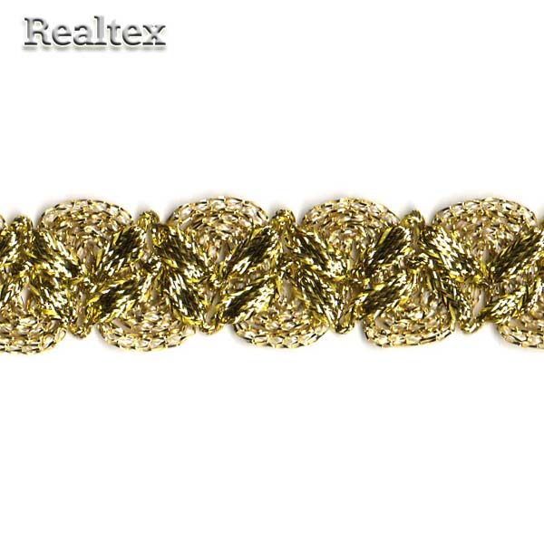 Тесьма металлизированная 25мм MTR-25 цв.золото 