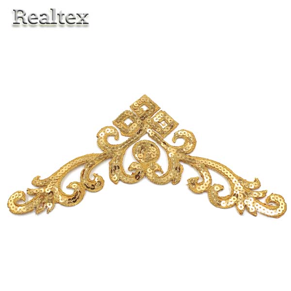 Термоаппликации орнамент с пайетками Realtex R-8616 цв.золото