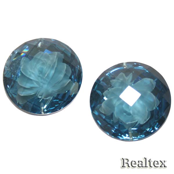 Стразы пластиковые пришивные AB-1 средние цв.голубой 