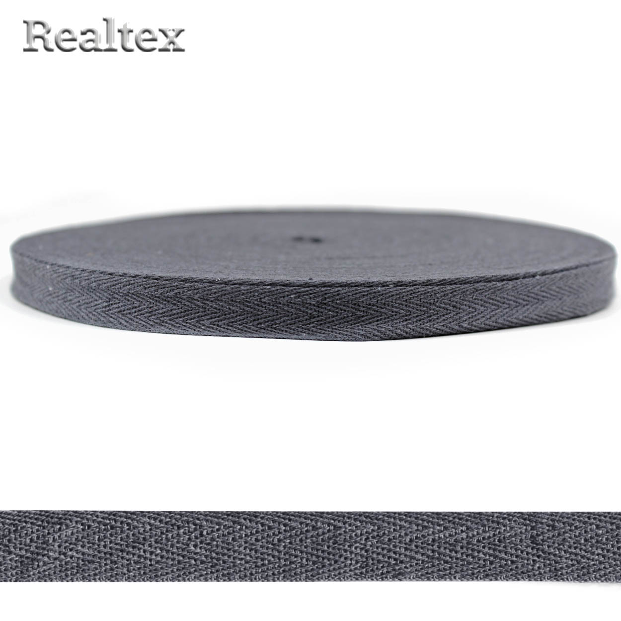 Тесьма киперная 10мм Realtex (50м) цв.72 темно-серый