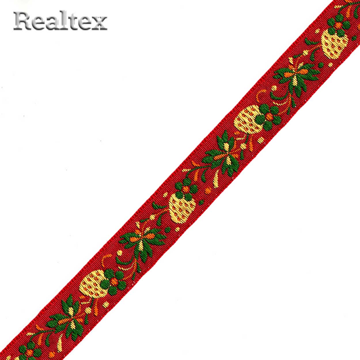 Тесьма жакардовая 18мм с1851г17 рис.9438 (25м) цв.красный