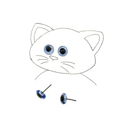 Глазки стеклянные на металлической ножке 10мм 26523 цв.голубой