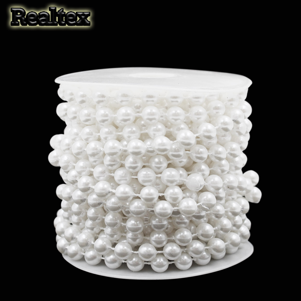 Бусины тесьма Realtex 8мм цв.белый