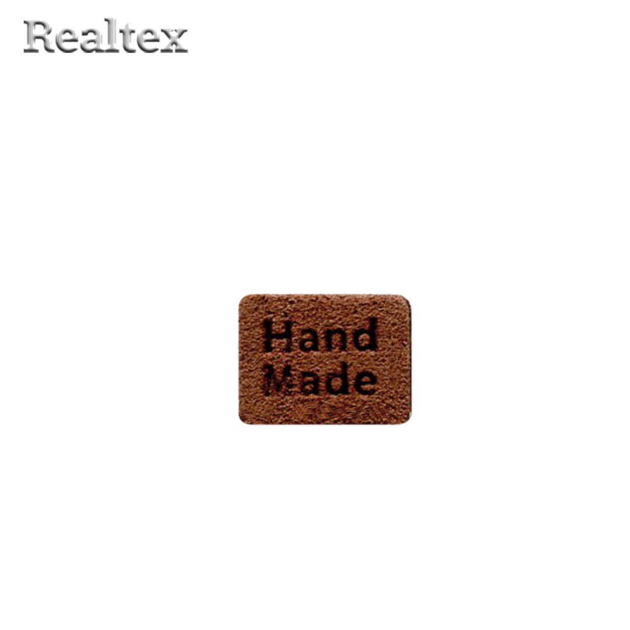 Бирка пришивная замша Realtex №22 "HandMade" цв.коричневый