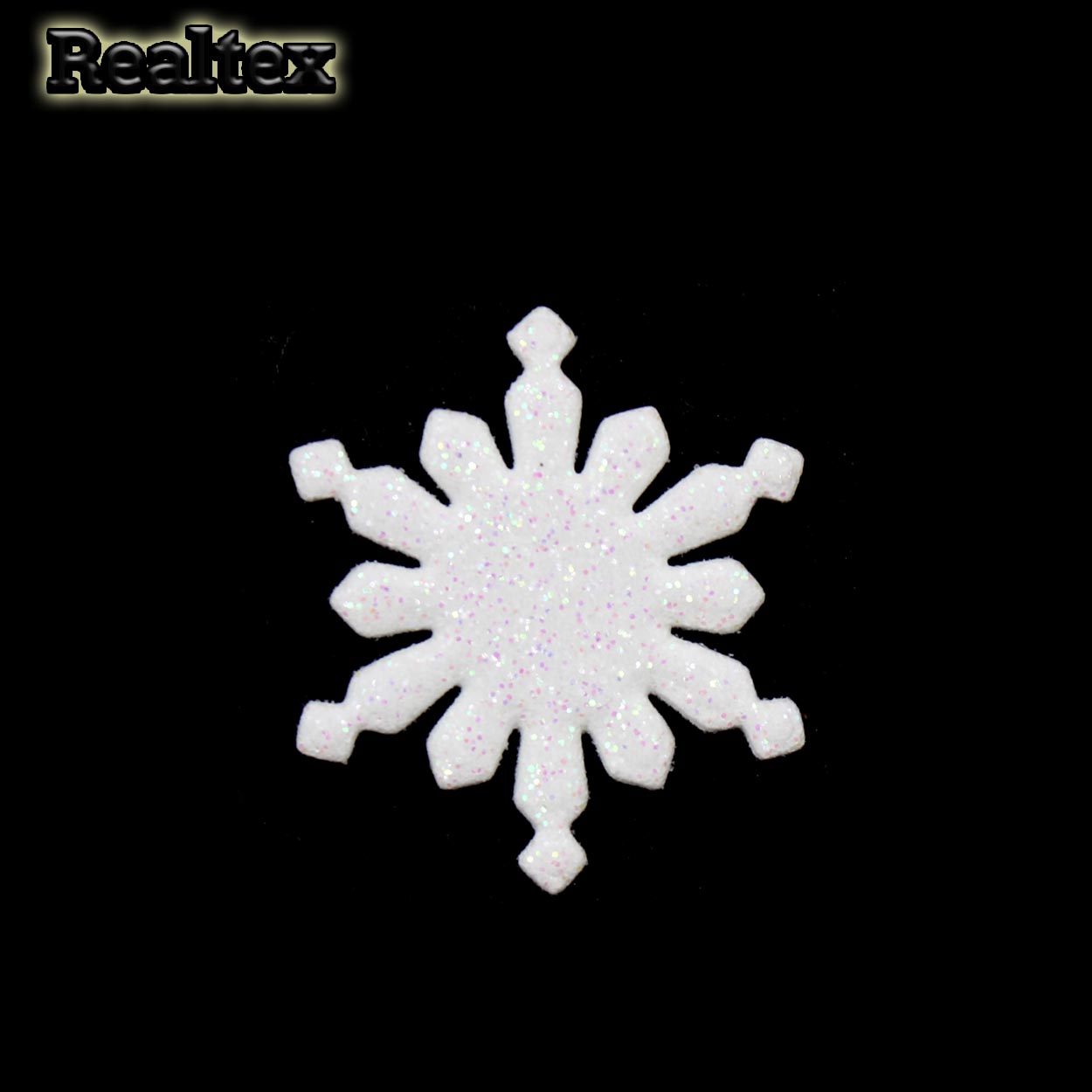 Набор 17 "Снежинки" из глиттерного фоамирана 30мм (10 шт) цв.белый