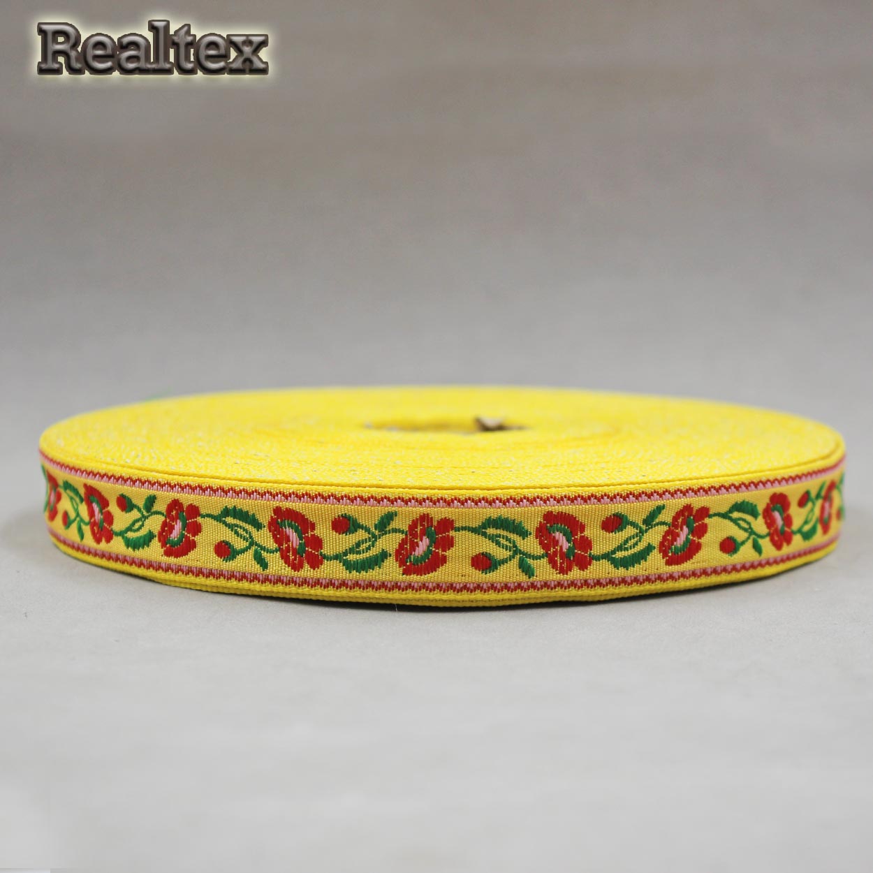 Тесьма жакардовая 18мм с1851г17 рис.9180 (25м) цв.желтый