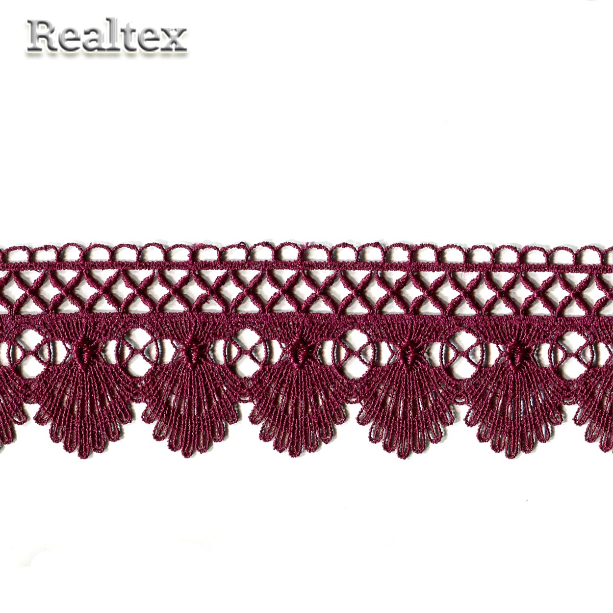 Кружево  гипюр  Realtex  51мм LF-351 цв.17 вишневый 