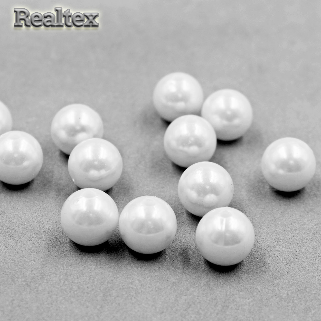 Бусины пластик Realtex 14мм под жемчуг (500гр) цв.33 белый