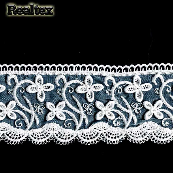 Кружево органза Реалтекс 80мм 30504 цв.белый