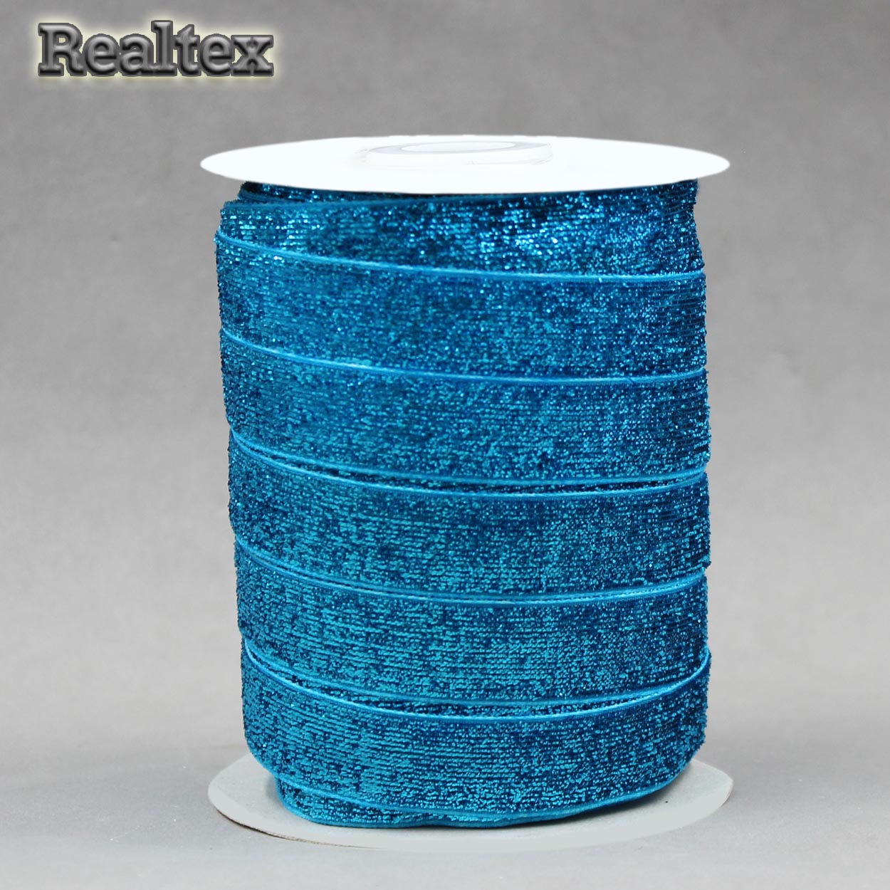 Лента бархатная люрекс RS 15мм цв.03 голубая бирюза