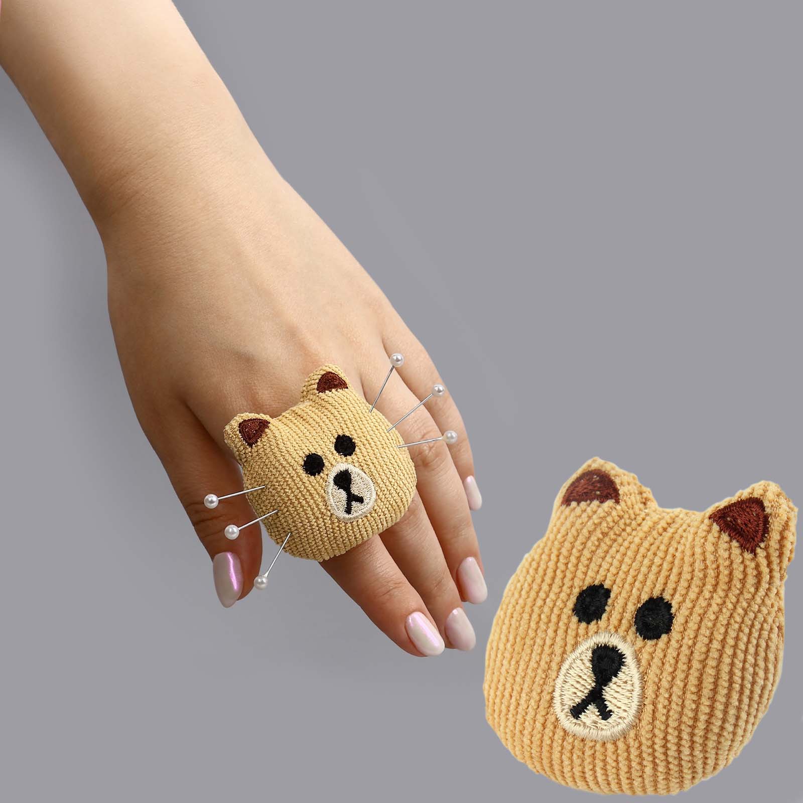 Игольница-кольцо 9626124 "Мишка" цв.коричневый