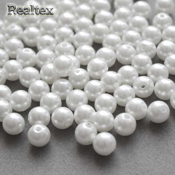 Бусины пластик Realtex  6мм под жемчуг (100гр) цв.033 белый
