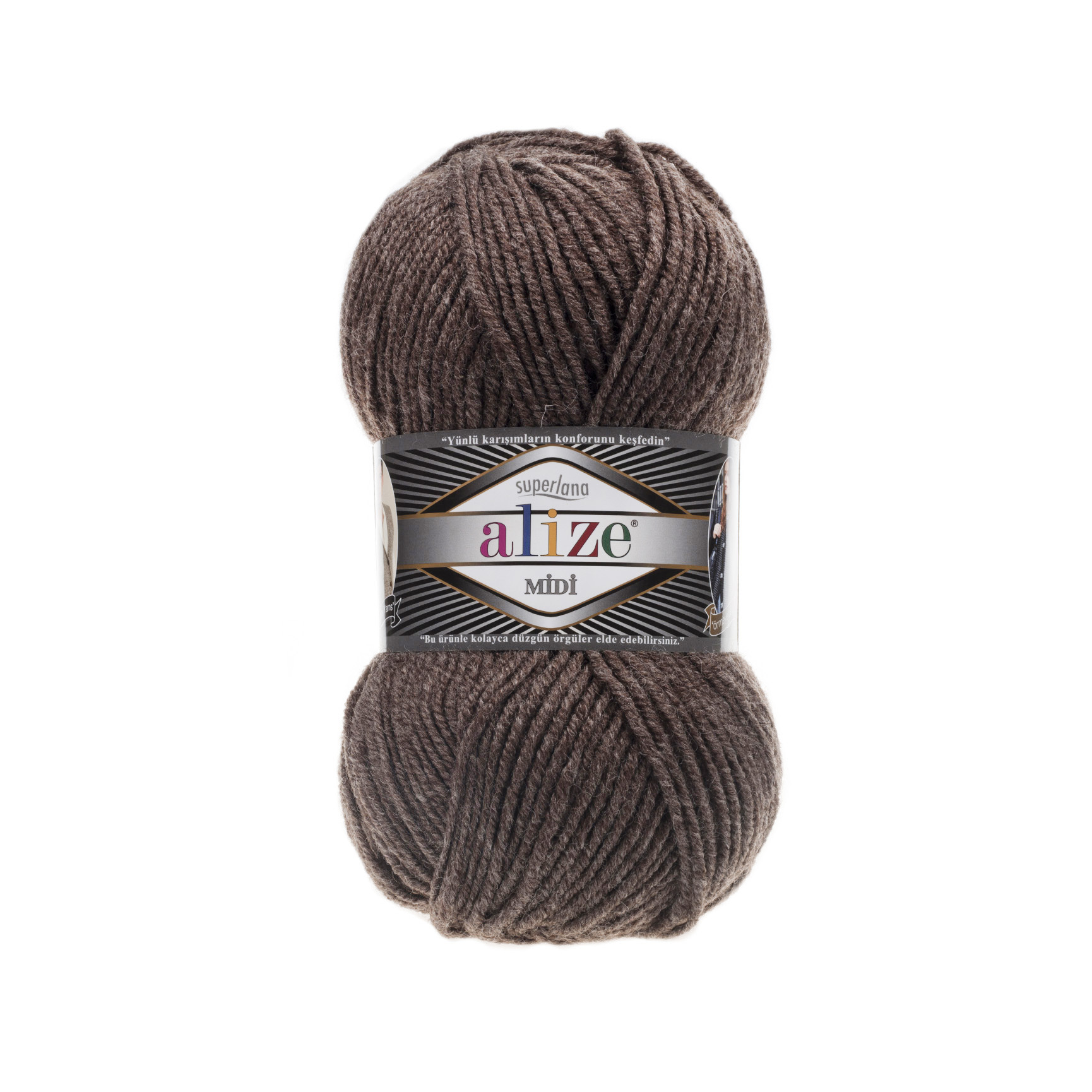 Пряжа Alize "Super Lana Midi" (100гр) цв.240 светло-коричневый меланж