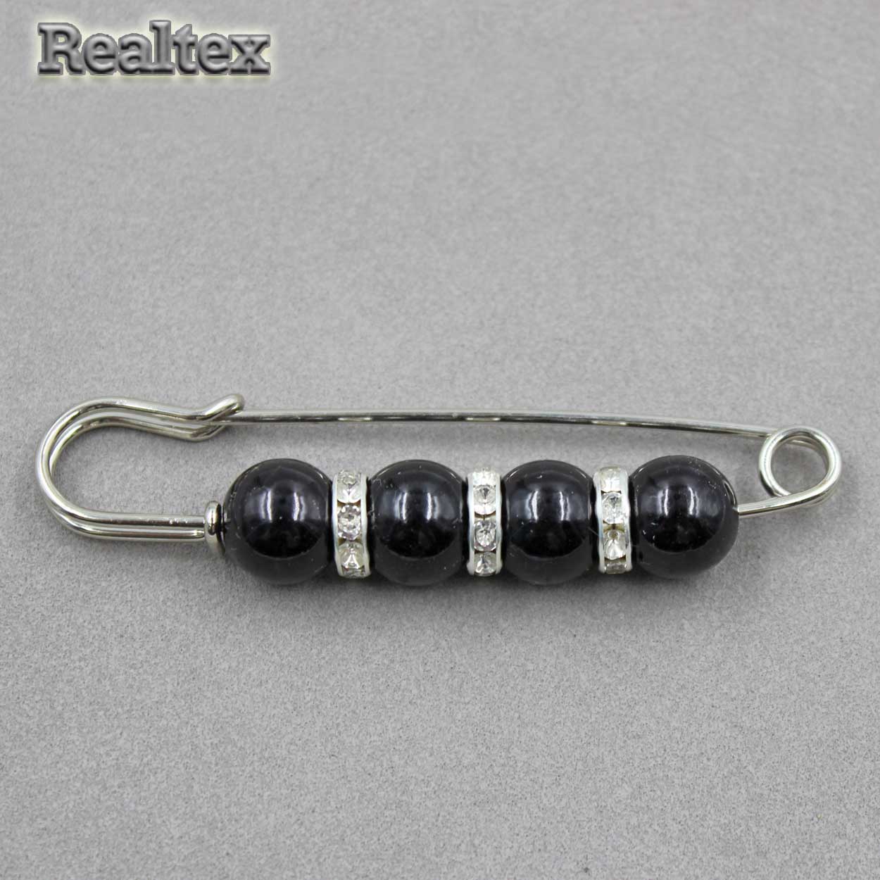 Булавки декоративные Realtex FD-053-1 75мм (5шт) цв.никель/черный