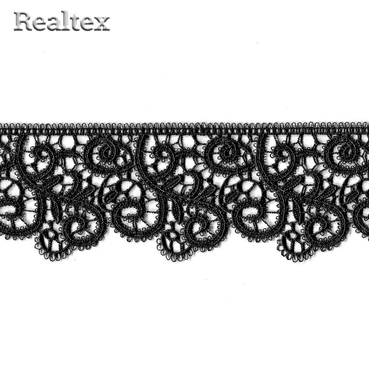 Кружево  гипюр  Realtex  60мм R-6510 (9,1м) цв.черный  