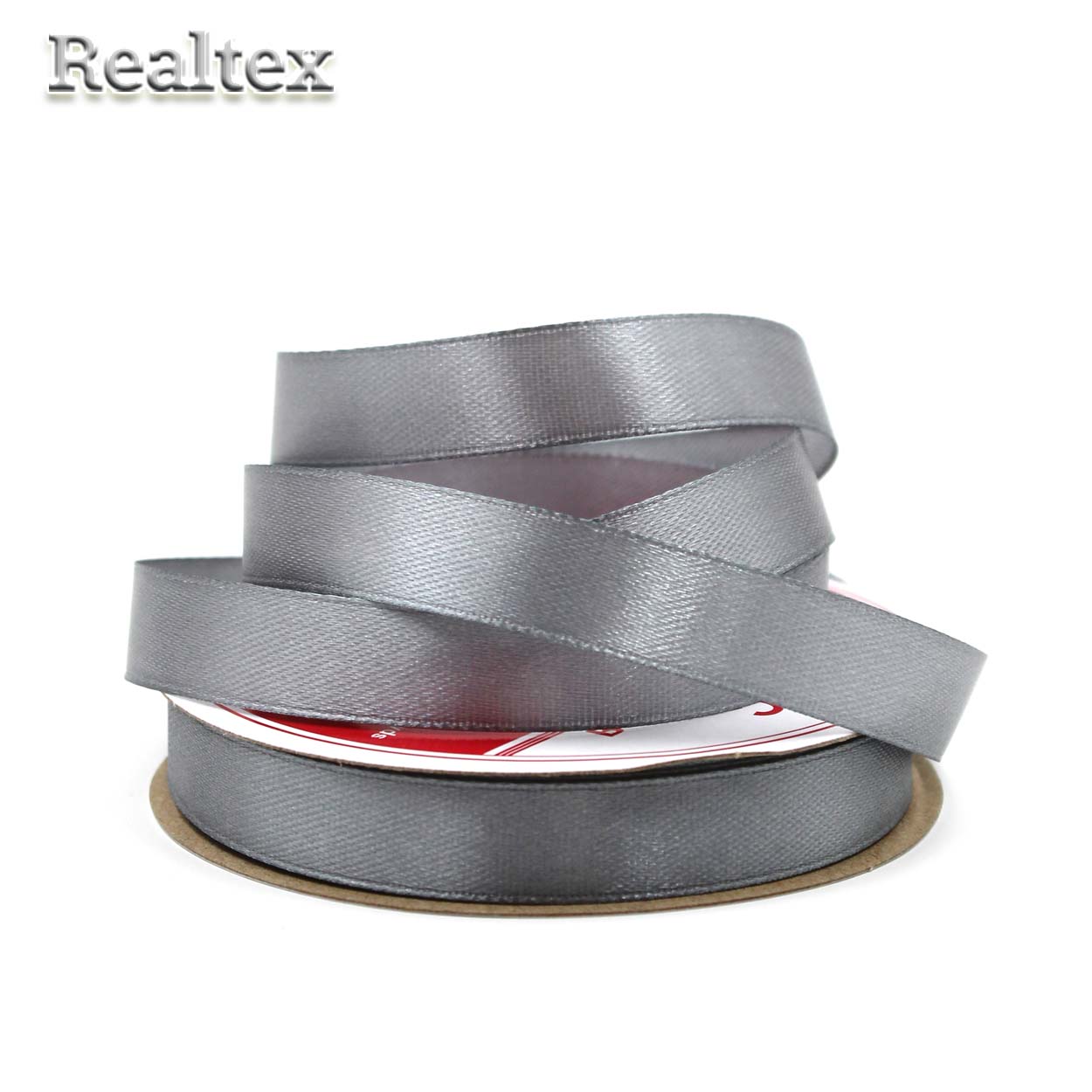Лента атласная 12мм Realtex (27,4м) цв.095 серый