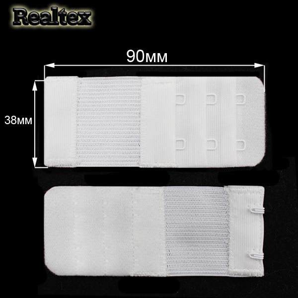 Удлинитель для бюстгалтера Реалтекс 38мм на 2 крючка (25шт) цв.белый