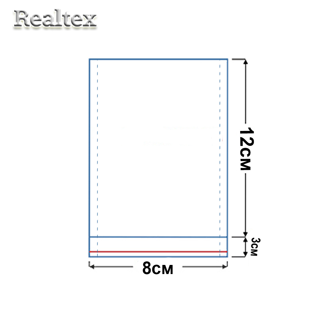 Пакеты упаковочные Realtex со скотч клапаном и перфорацией (двойной шов) 8*12см (200шт)