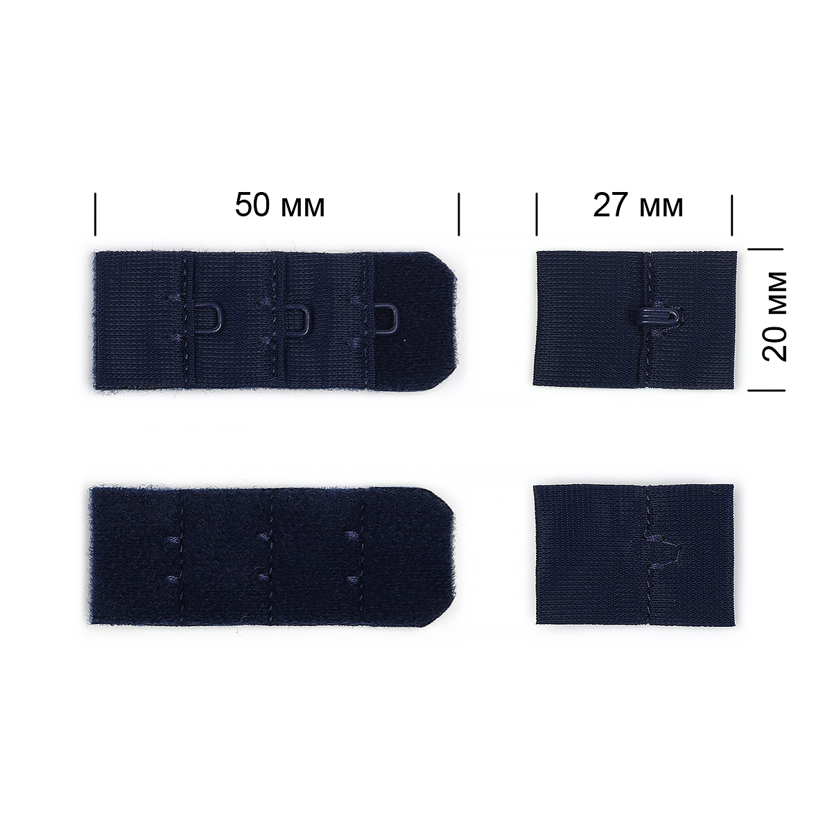 Застежка-крючки TBY 3х1 1,9см (10шт) цв.S919 тёмно-синий