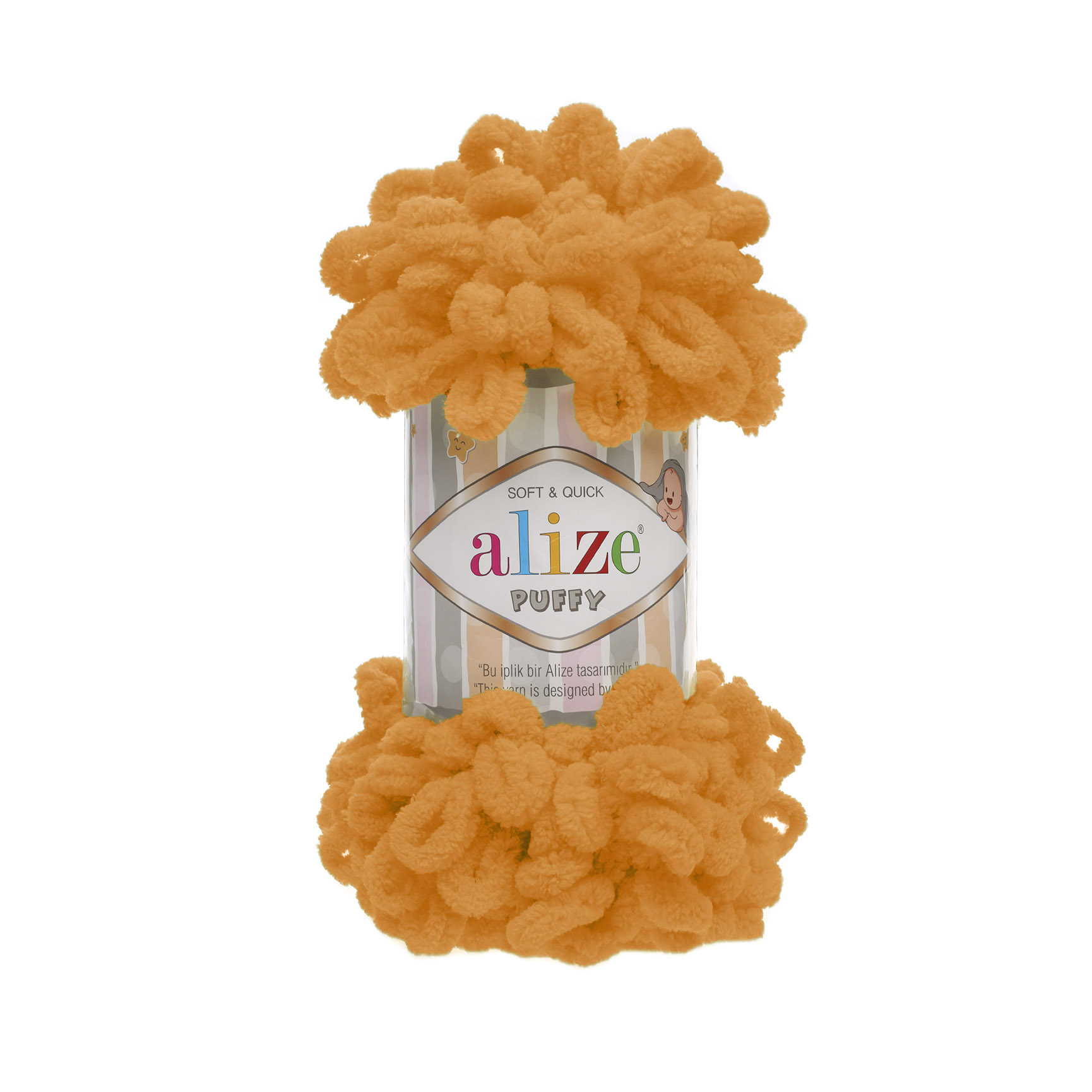 Пряжа Alize "Puffy" (100гр) цв.336 оранжевый