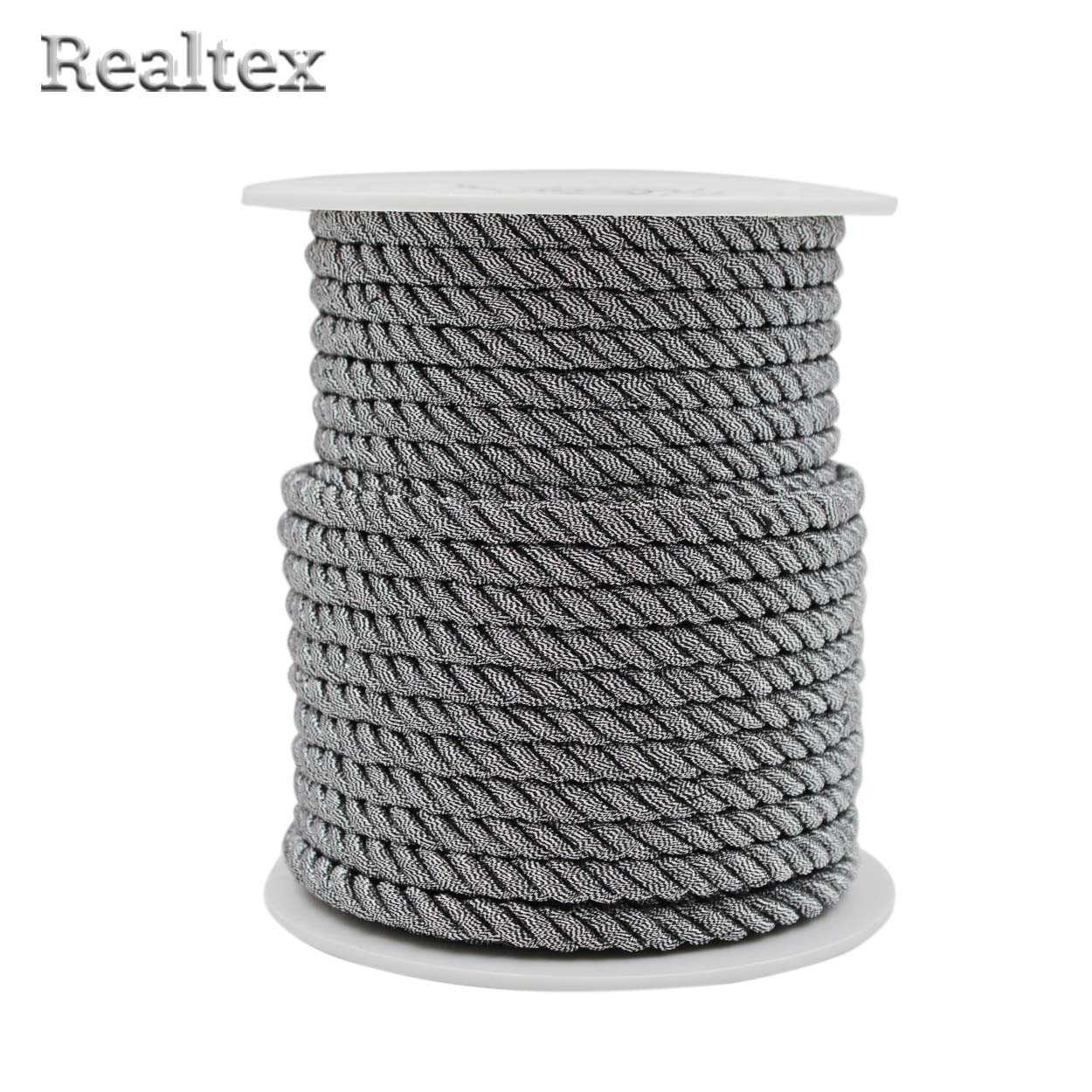 Шнур люрекс Realtex  5мм цв.черное серебро 