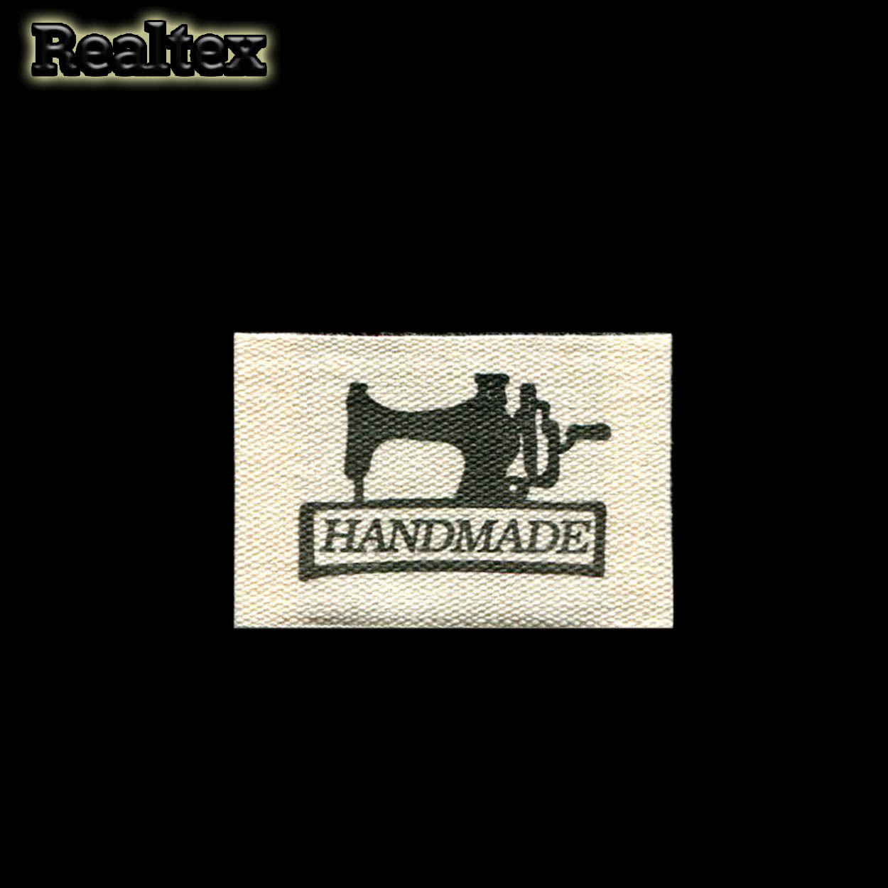 Бирка пришивная ткань Realtex №38 "HandMade" (25шт) цв.суровый