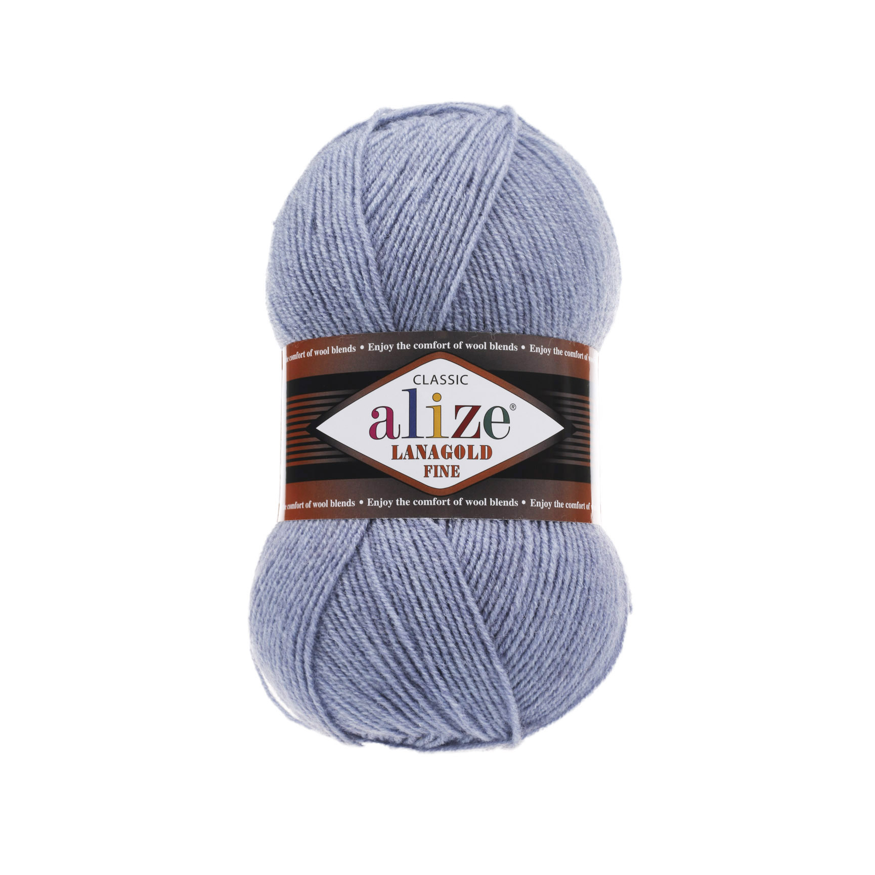 Пряжа Alize "Lana Gold Fine" (100гр) цв.221 светлый джинс меланж