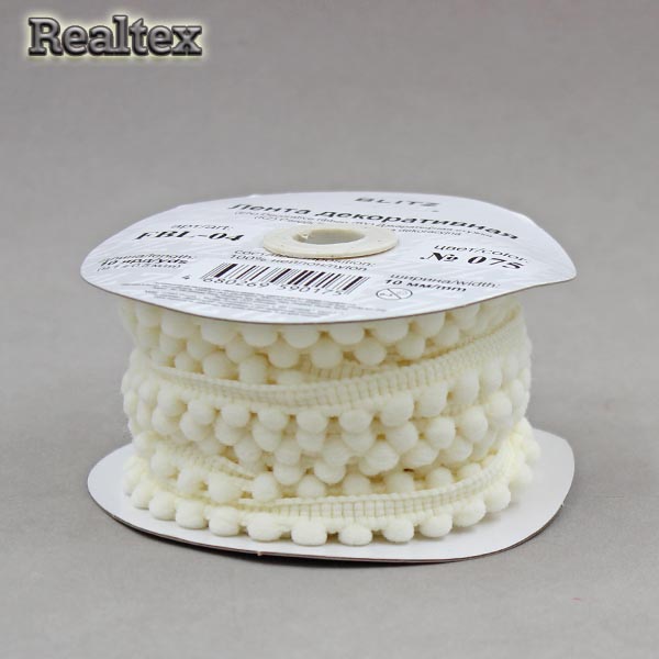 Тесьма декоративная FBL-04 10мм "Blitz" цв.075 кремовый