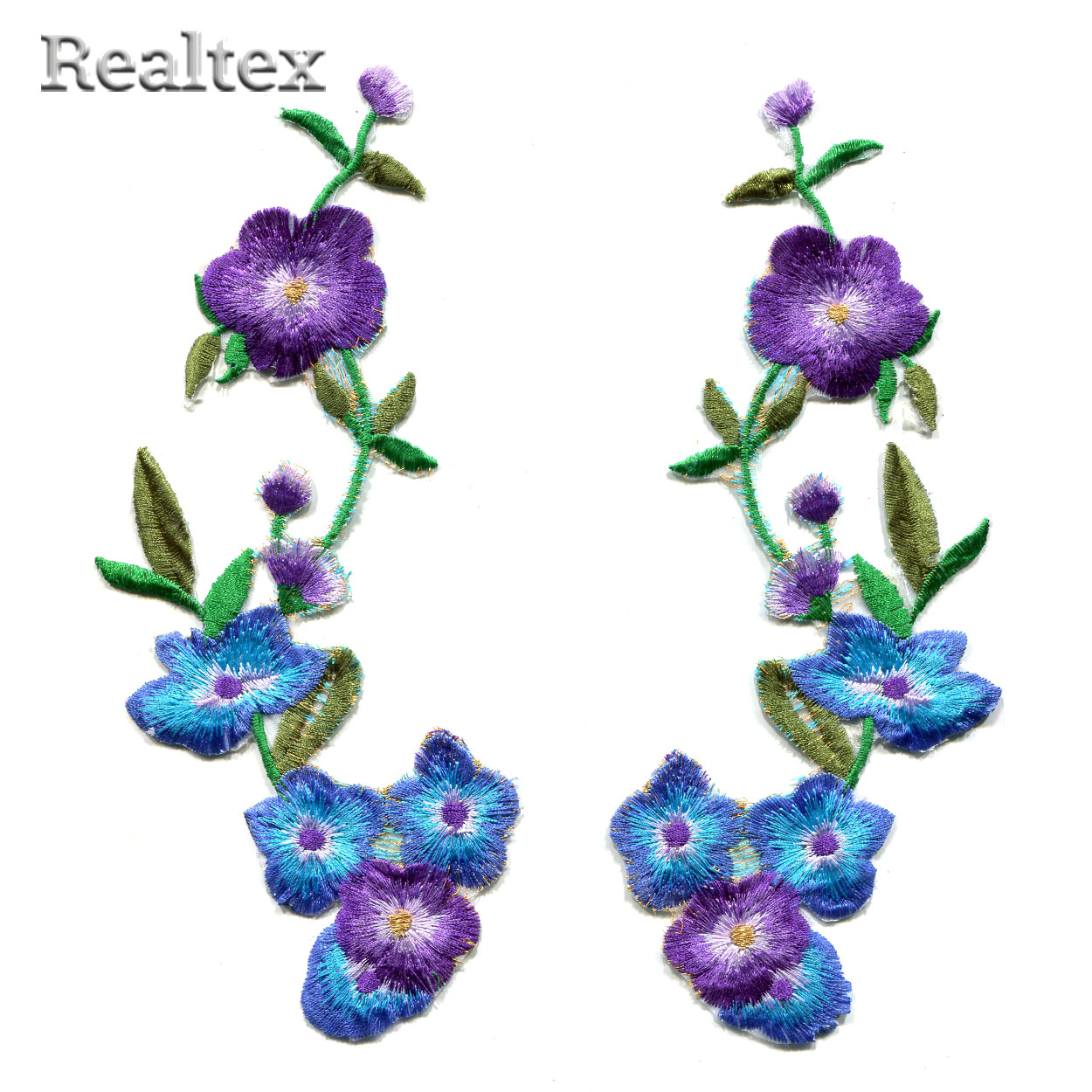 Термоаппликации R-1 "Веточка цветов" цв.бирюза/фиолетовый