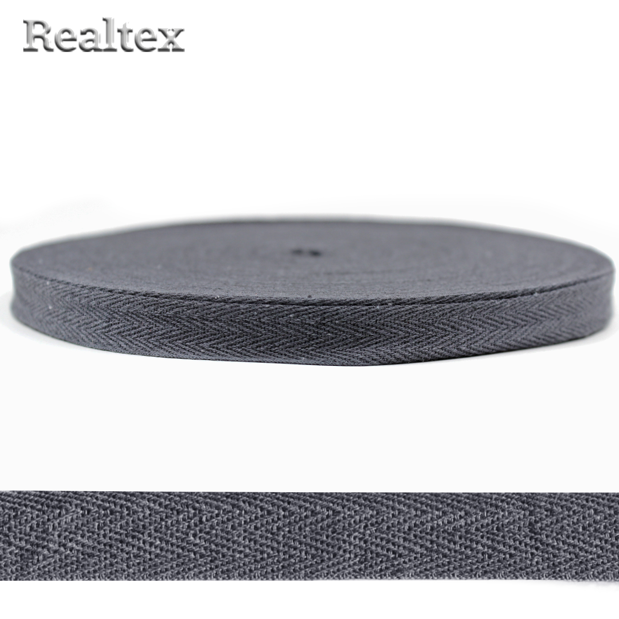 Тесьма киперная 15мм Realtex (50м) цв.72 темно-серый