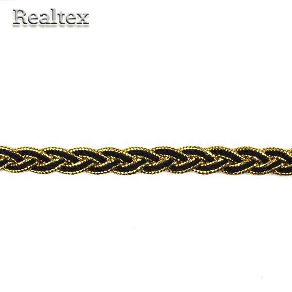 Тесьма металлизированная  10мм RS "Косичка" цв.золото/черный 