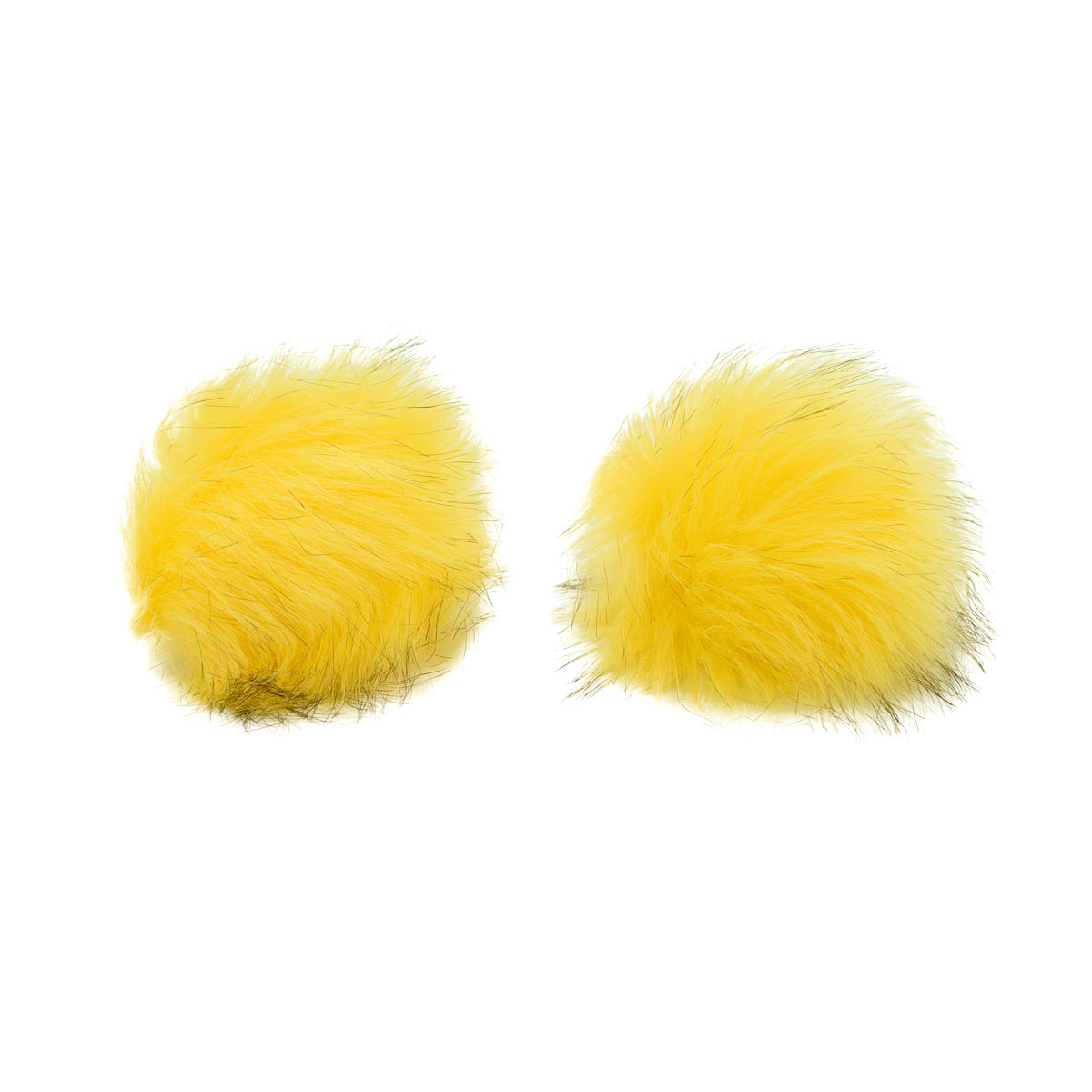 Помпоны для рукоделия из искусственного меха (лиса) 80мм цв.жёлтый