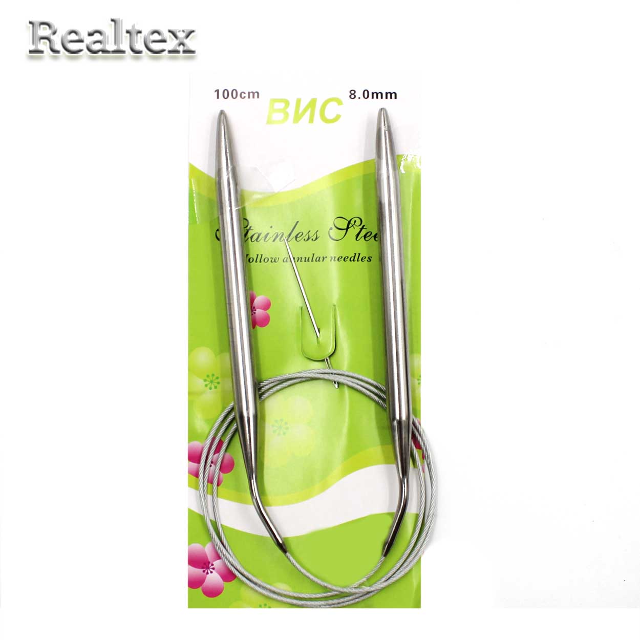Спицы металл круговые на тросике Realtex 100см №8,0 (10шт) 