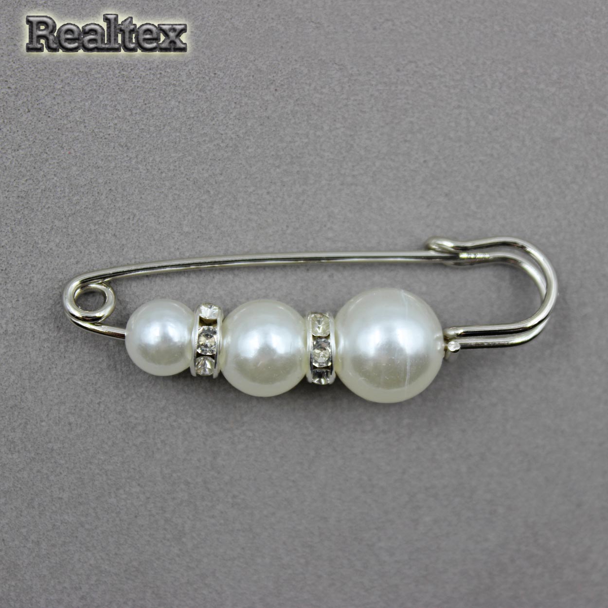 Булавки декоративные Realtex FD-062-1 50мм (5шт) цв.никель/белый