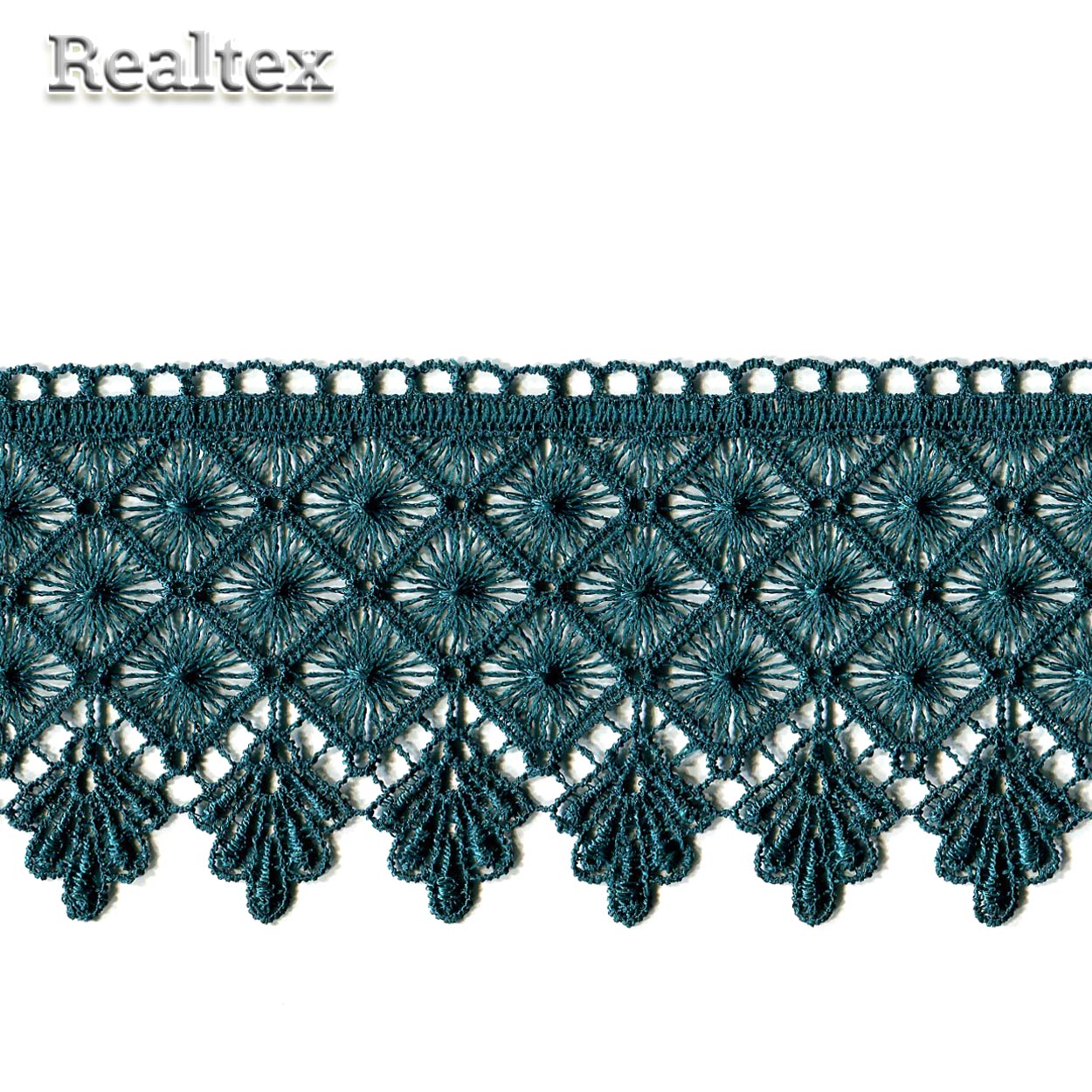 Кружево Realtex гипюр  80мм 4G4258A цв.изумрудный