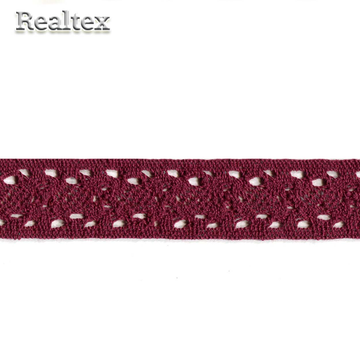 Кружево вязаное  35мм 35.01.094 (25м) цв.17 бордовый