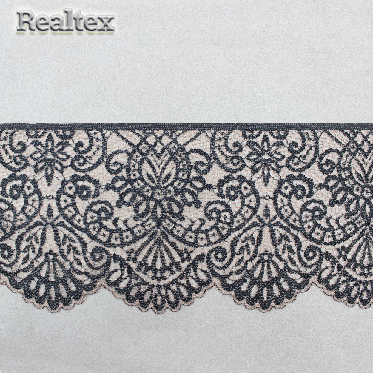 Кружево стрейч 110мм TBY 40992PP цв.L30 кофе с молоком + чёрный