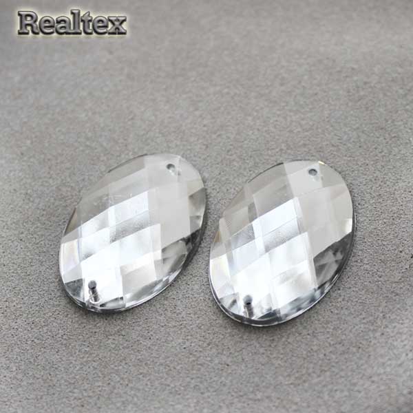 Стразы акриловые пришивные RS "Овал" 13*18мм цв.cristal