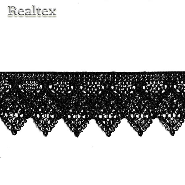 Кружево  гипюр  Realtex  51мм LF-92068 цв.01 черный  