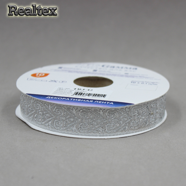 Тесьма жакардовая TRJ-42 16мм цв.серебро 