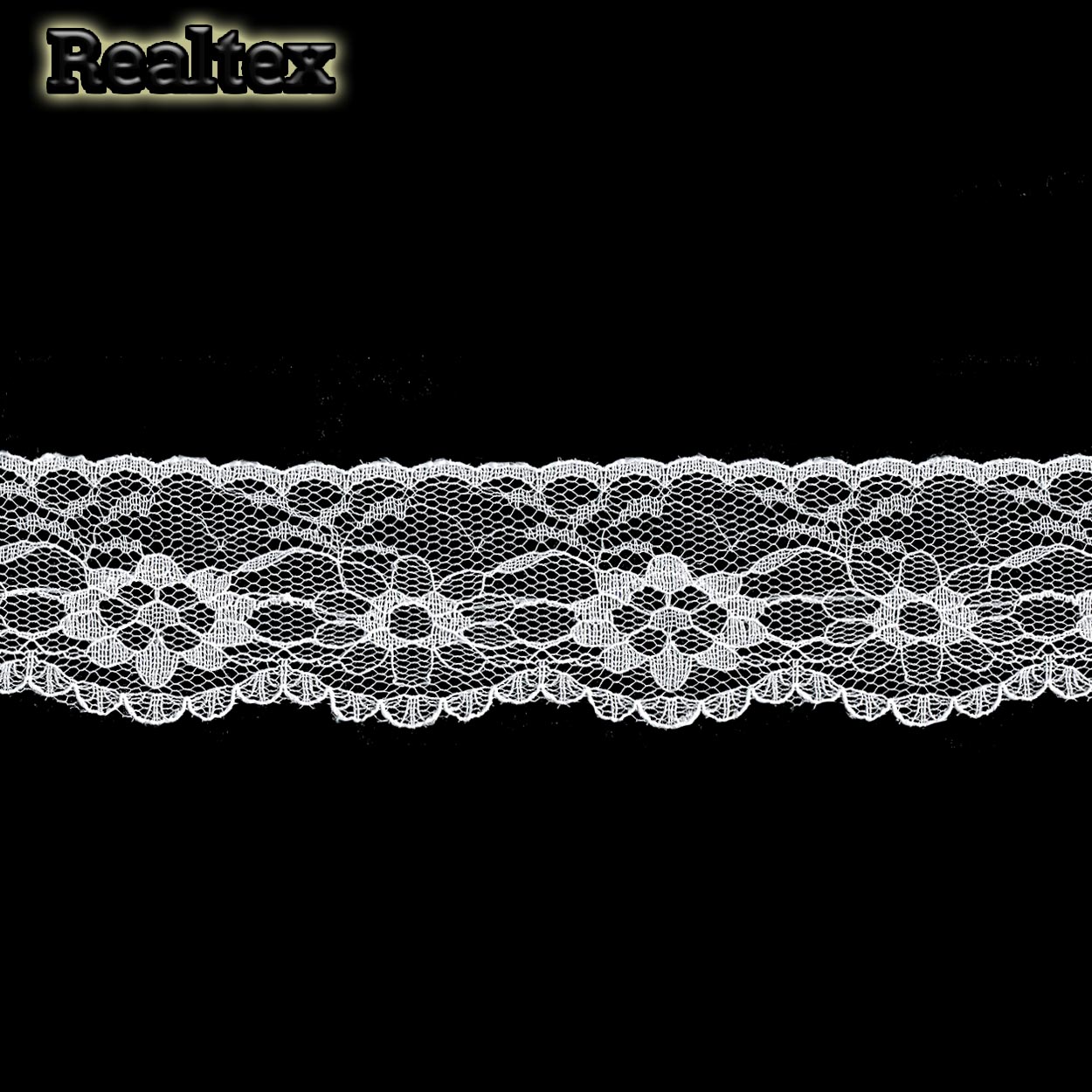 Кружево капроновое  40мм TBY 1664 (27,4м) цв.01 белый