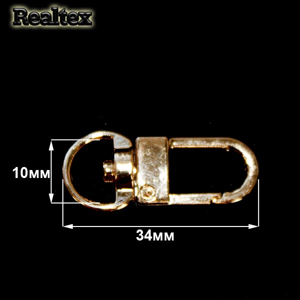 Карабин металлический RS 10*34мм цв.золото полированое 