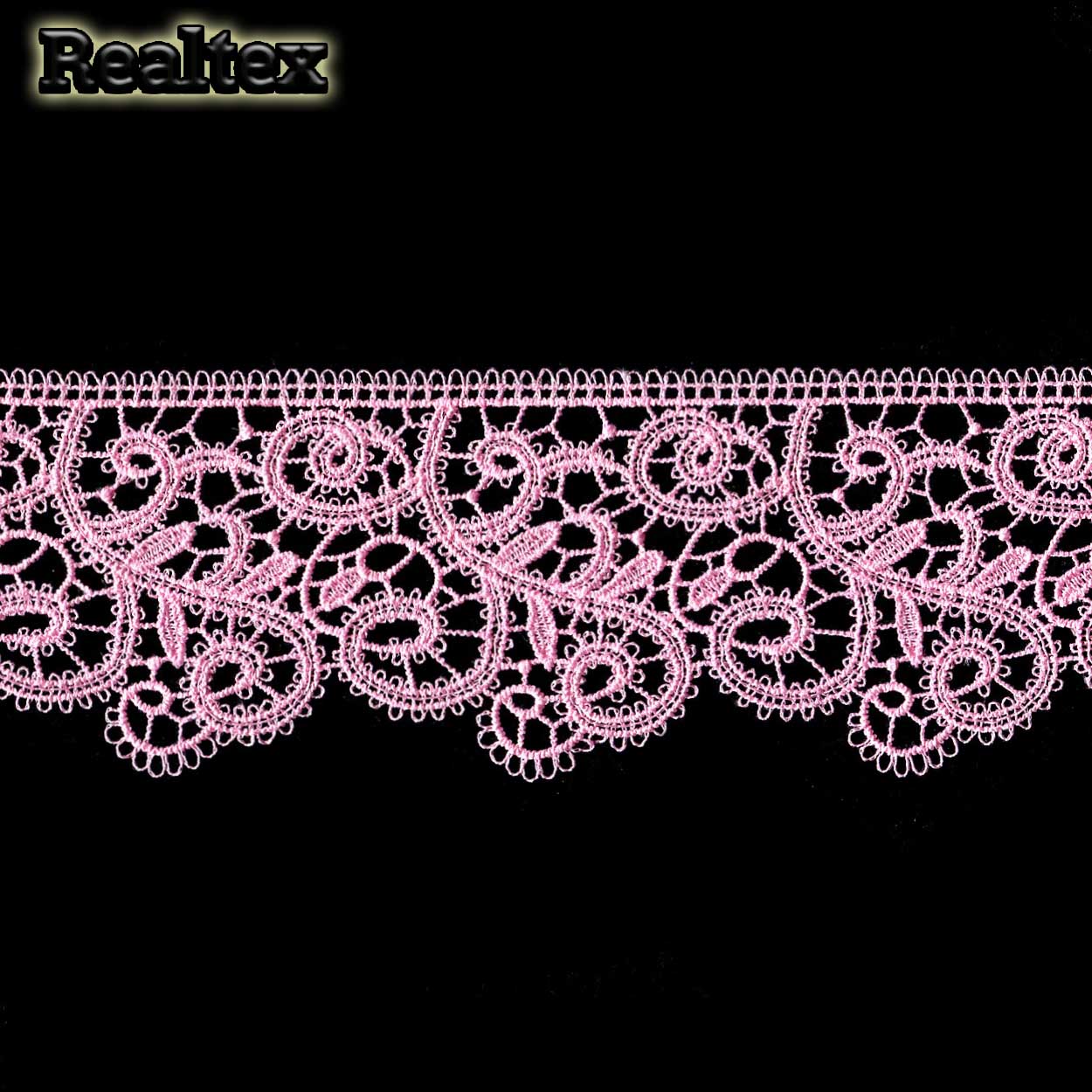 Кружево  гипюр  Realtex  60мм R-6510 (9,1м) цв.112 розовый