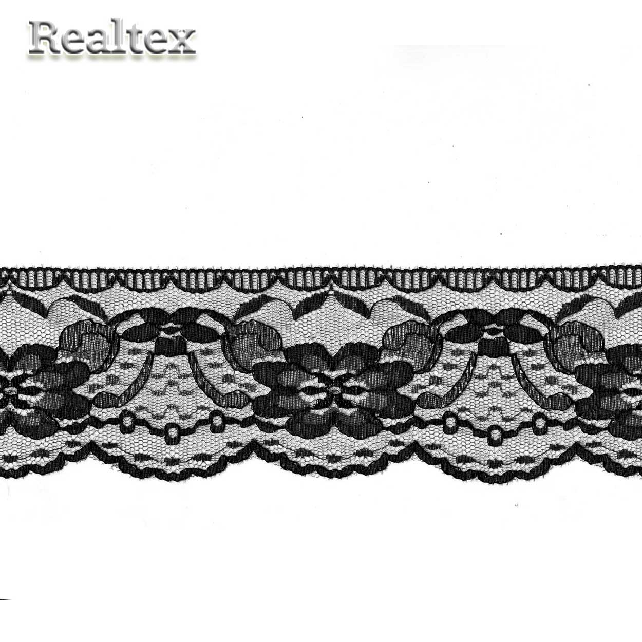 Кружево капроновое  70мм TBY 1668 (27,4м) цв.10 чёрный