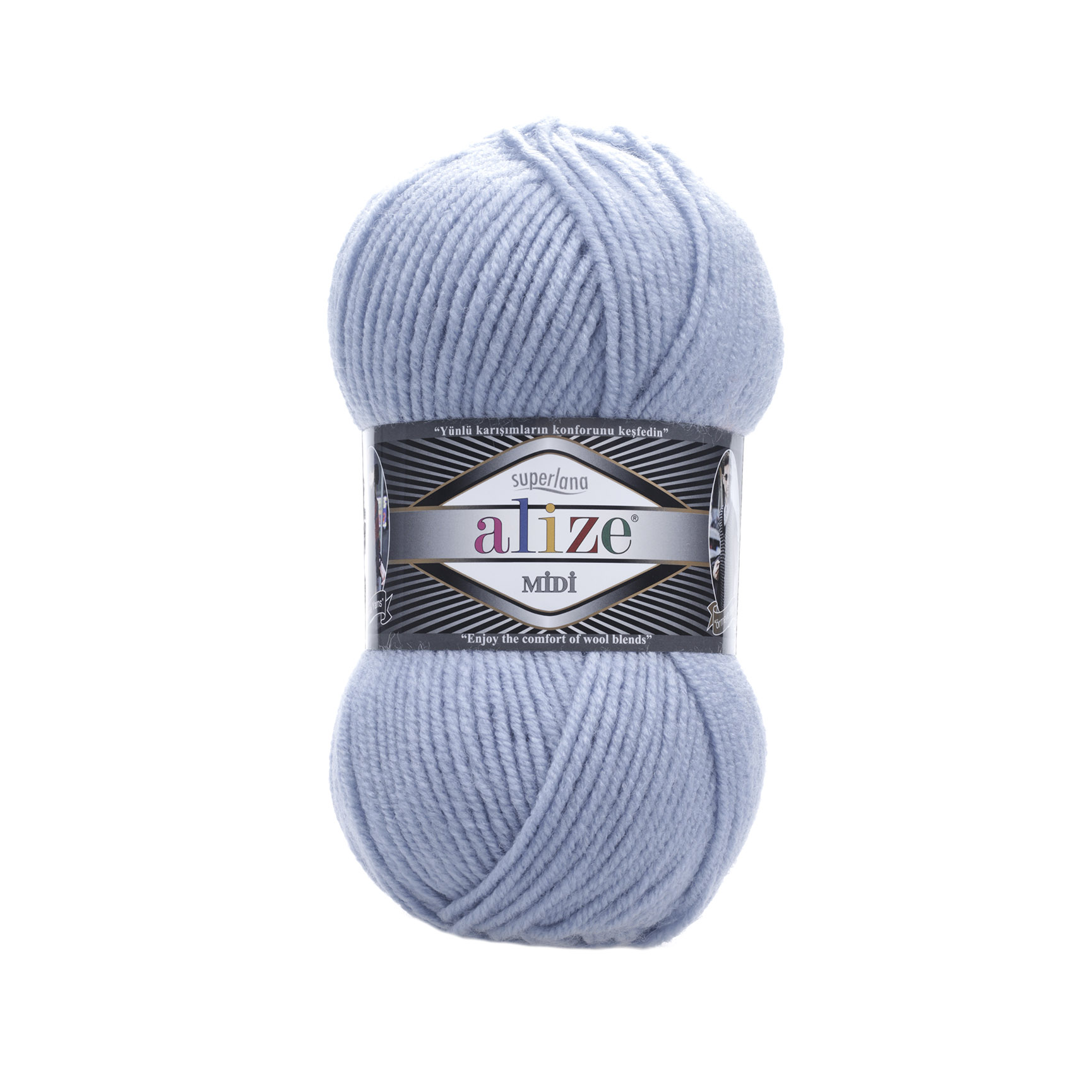 Пряжа Alize "Super Lana Midi" (100гр) цв.480 светло-голубой