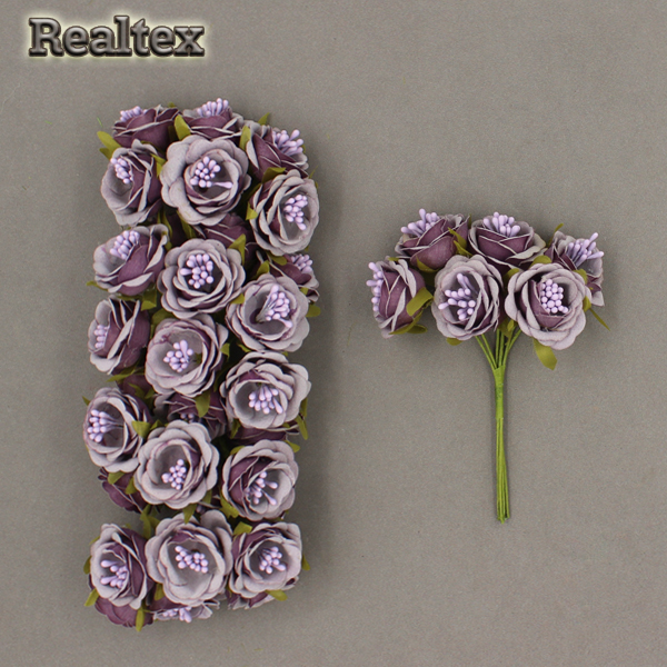 Декоративный букетик Realtex "Розочка пионовидная" TF-1923 35*115мм (6букет.* 6шт) цв.сиреневый