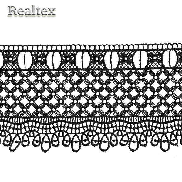 Кружево  гипюр  Realtex  95мм LF-7857 цв.01 черный  