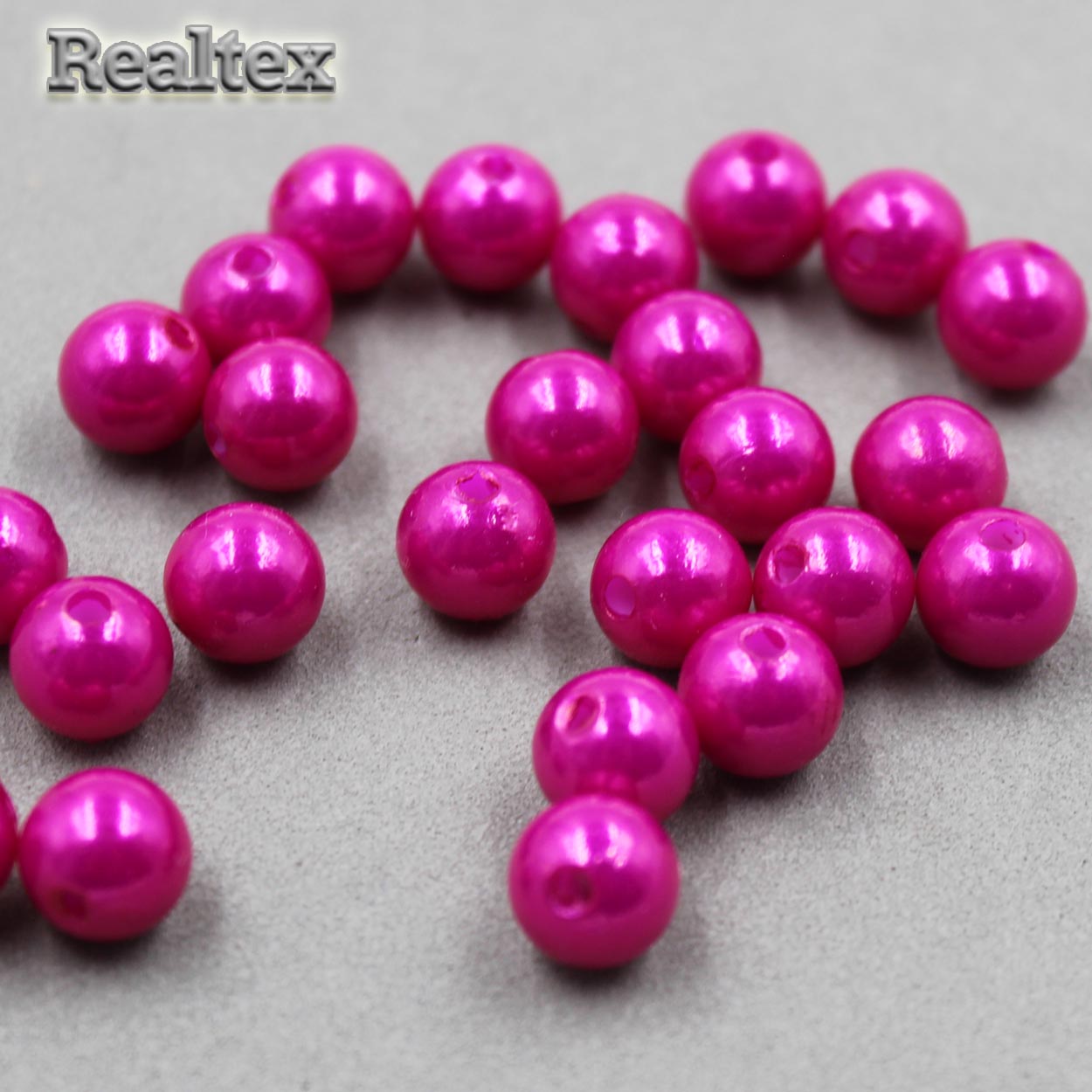 Бусины пластик Реалтекс 10мм под жемчуг (100гр) цв.014 малина