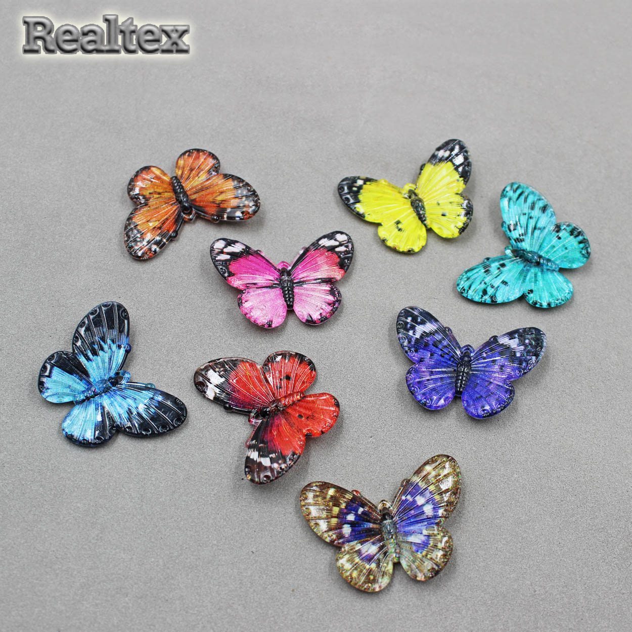 Бусины пластик Realtex Подвеска Бабочка (10шт) цв.mix 