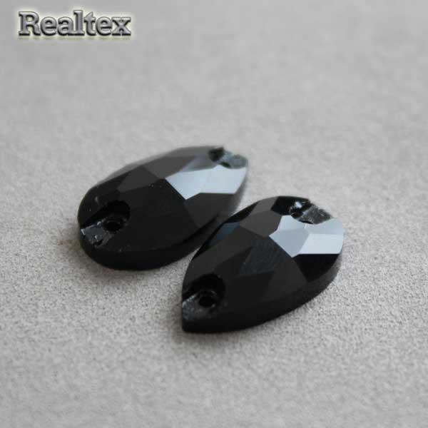 Стразы пришивные стекло капля 10,5*18мм Realtex цв.20 Jet